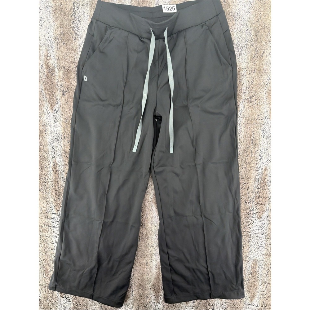 FIGS Women's Salina FORMx High Waisted Relaxed Wide Leg Scrub Pants Black Sz MP